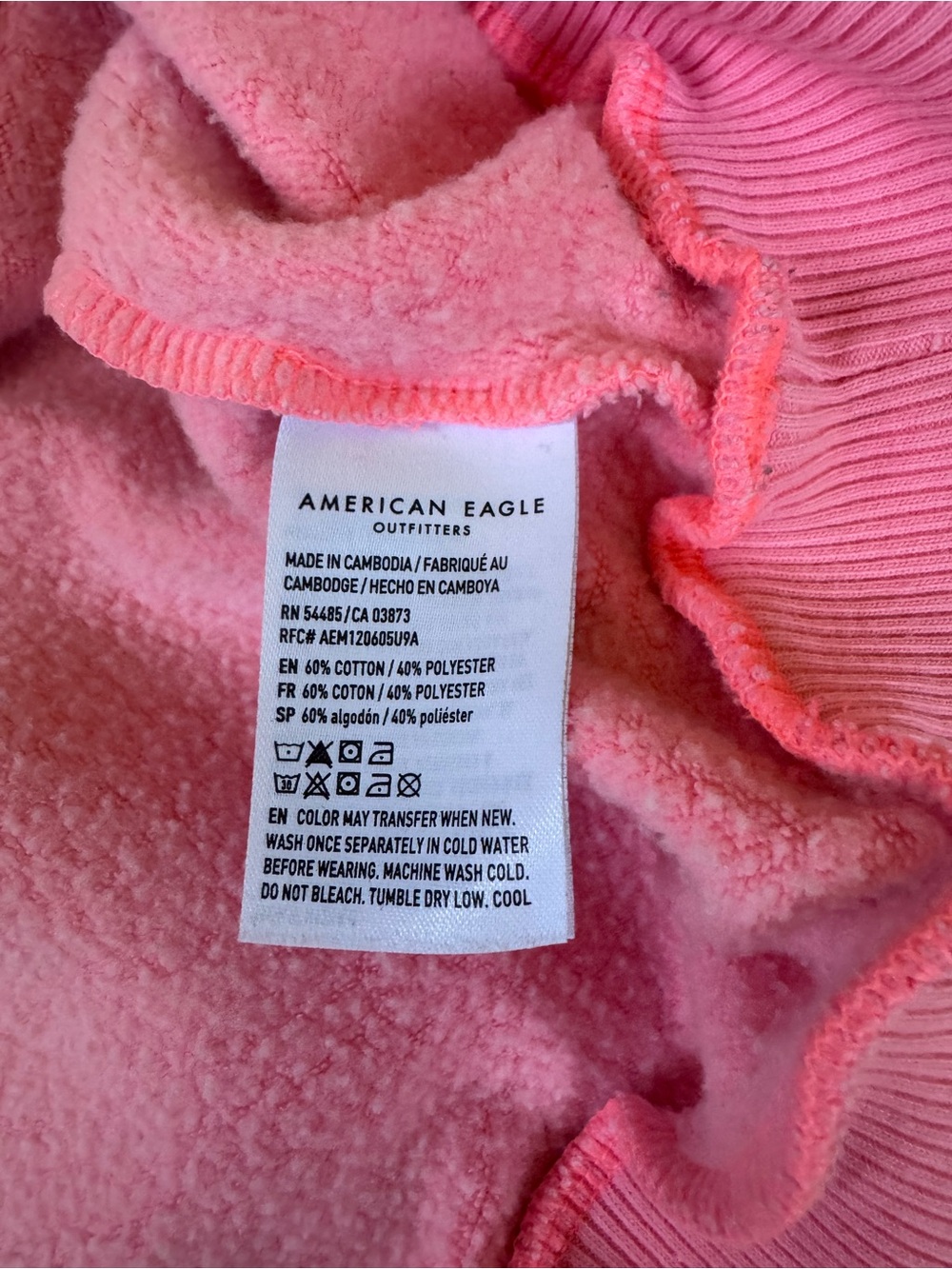 American Eagle Size L Women's Coral/Pink Cropped Hoodie - Picture 6 of 9
